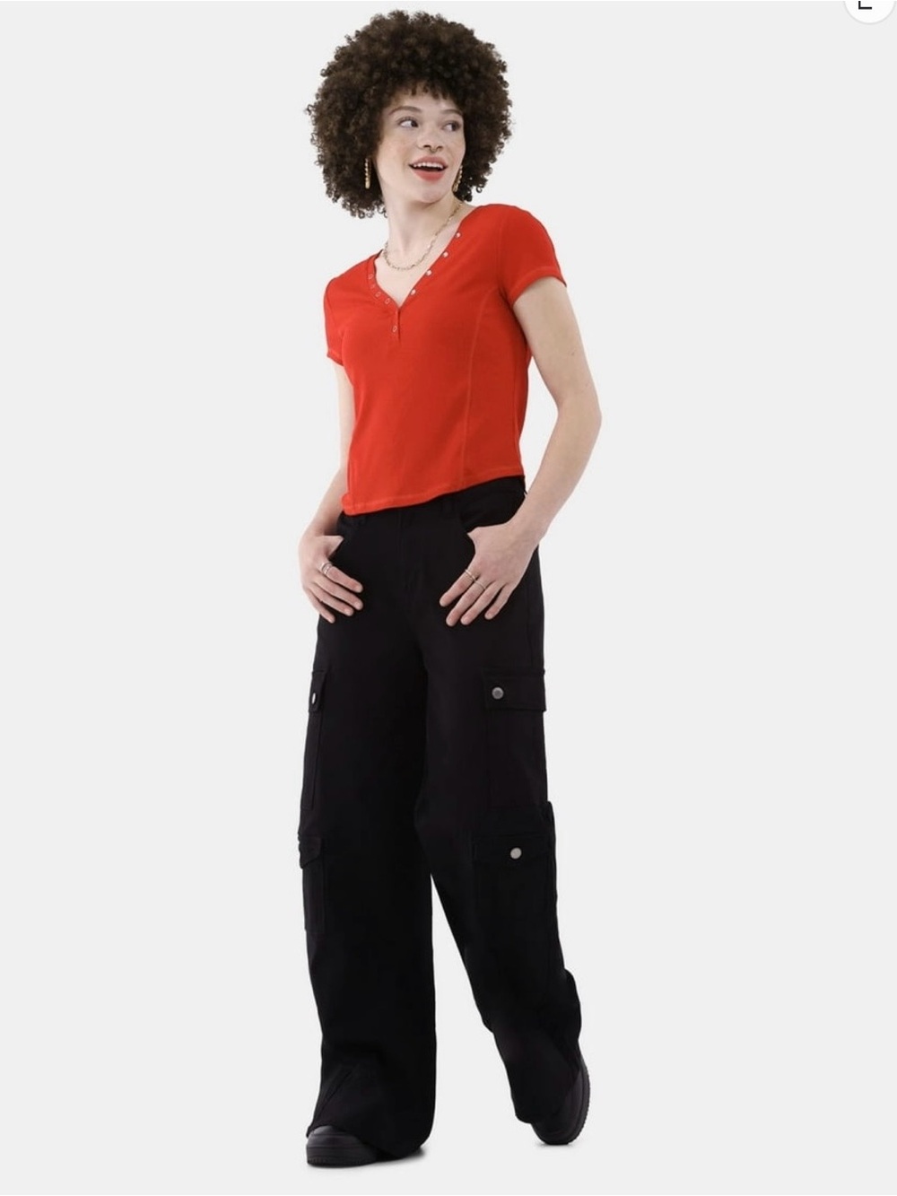No Boundaries Wide Leg Cargo Pants in Black SKU 106